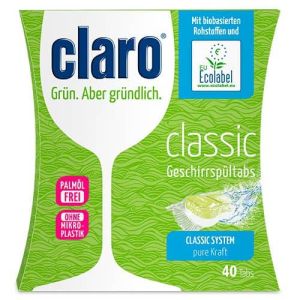 claro classic tabs per lavastoviglie in confezione di cartone verde