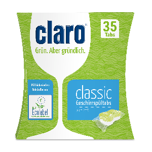 claro classic tabs per lavastoviglie in confezione di cartone verde