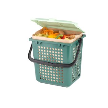 AirBox perforated with paper bag inside and filled with biowaste